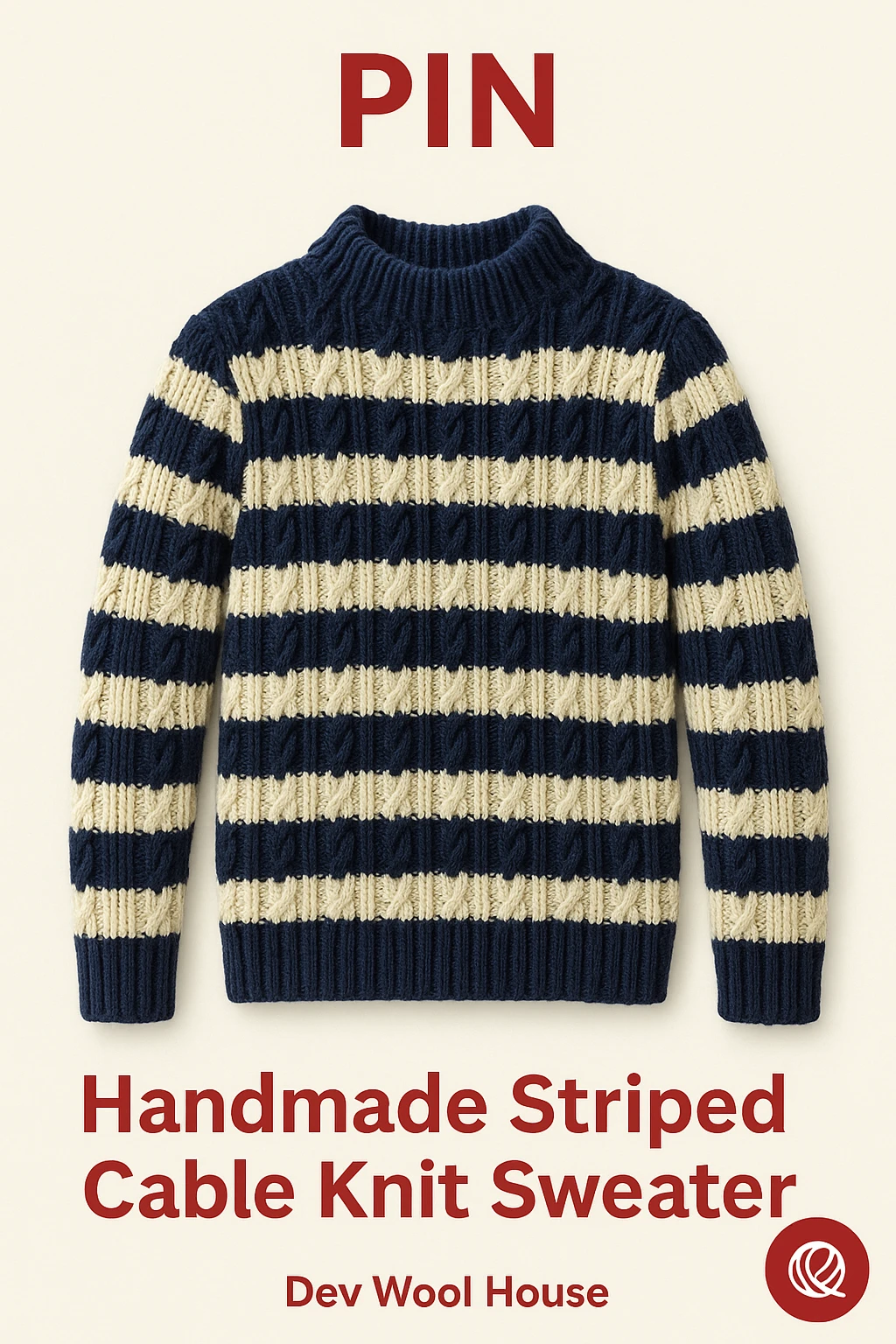 Handmade Striped Cable Sweater Pattern (DIY High Neck Pullover with Ganga Olivia Yarn)